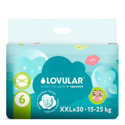 Трусики подгузники Sweet Kiss размер XXL 15-25кг 30 штук Lovular 429515 1